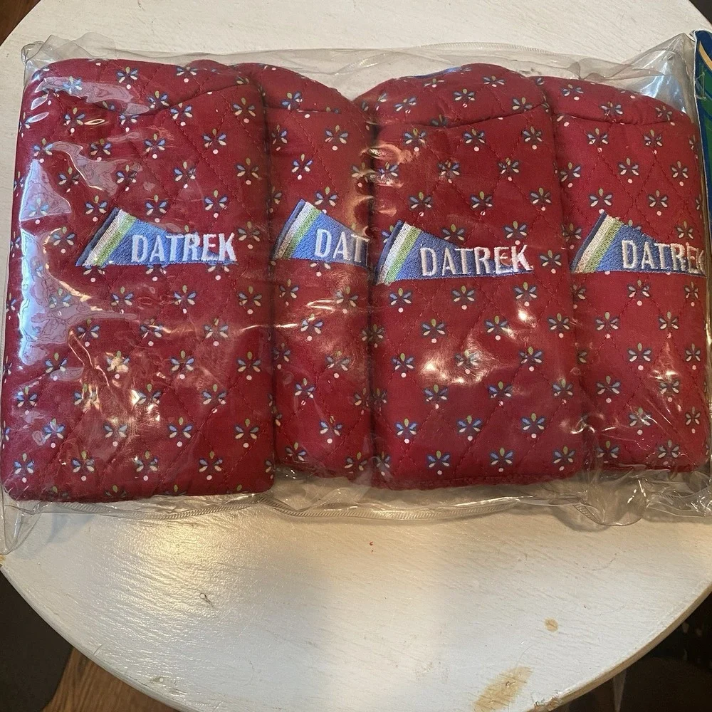 Datrek Golf‎ Club Head Covers Red Floral Vtg Set of 4 Quilted Logo 1 3 5 X New